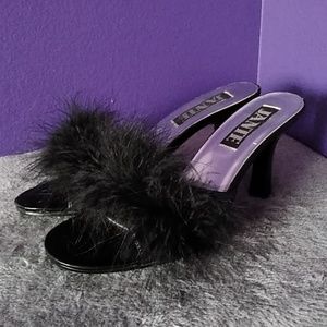 Black Marabou Slippers